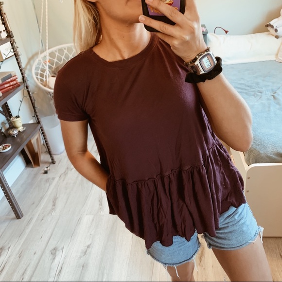 Urban Outfitters Tops - Maroon babydoll peplum  tee